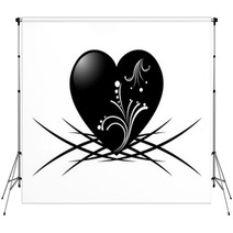 Black And White Tattoo Of A Heart With Floral Pattern Backdrops 53262338