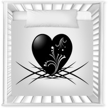 Black And White Tattoo Of A Heart With Floral Pattern Nursery Decor 53262338