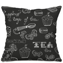 Black And White Tea Time Pattern Pillows 65349282
