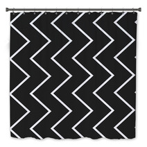 Black And White Zig Zag Lines Pattern Background Design Bath Decor 118177717
