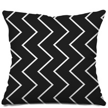 Black And White Zig Zag Lines Pattern Background Design Pillows 118177717