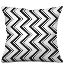 Black And White Zig Zag Lines Pattern Background Design Pillows 118446989