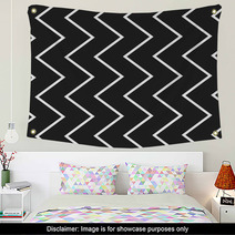 Black And White Zig Zag Lines Pattern Background Design Wall Art 118177717