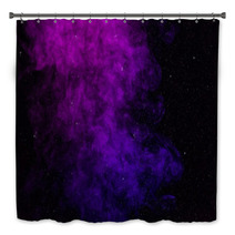 Black Background With Purple Pink Smoke And Stars Bath Decor 208284471