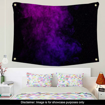 Black Background With Purple Pink Smoke And Stars Wall Art 208284471