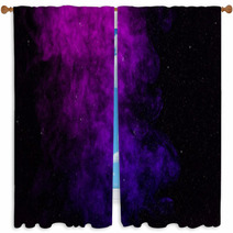 Black Background With Purple Pink Smoke And Stars Window Curtains 208284471