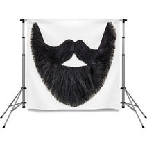 Black Beard With Mustache Isolated On White Backdrops 58646565