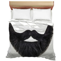 Black Beard With Mustache Isolated On White Bedding 58646565