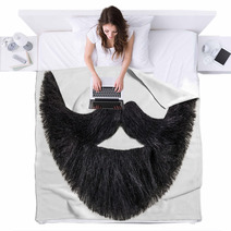 Black Beard With Mustache Isolated On White Blankets 58646565
