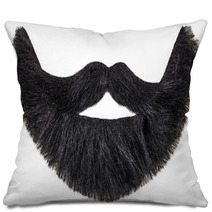 Black Beard With Mustache Isolated On White Pillows 58646565