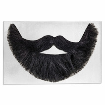 Black Beard With Mustache Isolated On White Rugs 58646565