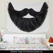 Black Beard With Mustache Isolated On White Wall Art 58646565