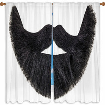 Black Beard With Mustache Isolated On White Window Curtains 58646565