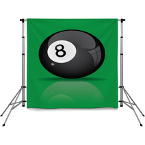 Black Billiard Ball With Reflection Vector Illustration Backdrops 55613129