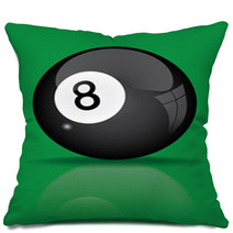 Black Billiard Ball With Reflection Vector Illustration Pillows 55613129