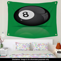 Black Billiard Ball With Reflection Vector Illustration Wall Art 55613129