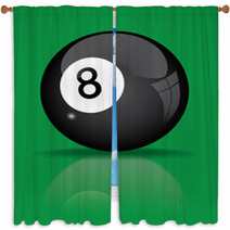Black Billiard Ball With Reflection Vector Illustration Window Curtains 55613129