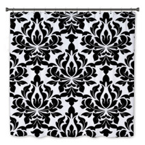 Black Colored Floral Arabesque Seamless Pattern Bath Decor 68655144
