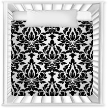 Black Colored Floral Arabesque Seamless Pattern Nursery Decor 68655144