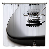 Black Electric Guitar Close Up On A White Background Bath Decor 122303894