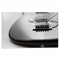 Black Electric Guitar Close Up On A White Background Rugs 122303894
