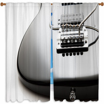 Black Electric Guitar Close Up On A White Background Window Curtains 122303894