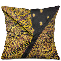 Black Embroided Indian Saree Pillows 12124942