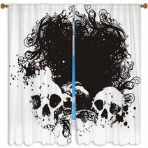 Black Hole Skull Illustration Window Curtains 4809684