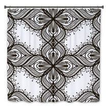 Black Lace Seamless Pattern On White Dackground Bath Decor 63590919