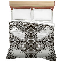 Black Lace Seamless Pattern On White Dackground Bedding 63590919