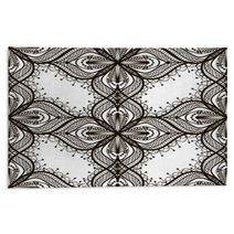 Black Lace Seamless Pattern On White Dackground Rugs 63590919