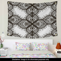 Black Lace Seamless Pattern On White Dackground Wall Art 63590919