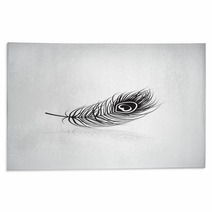 Black Peacock Feather With A Black Heart Rugs 58090298