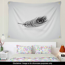 Black Peacock Feather With A Black Heart Wall Art 58090298