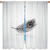Black Peacock Feather With A Black Heart Window Curtains 58090298