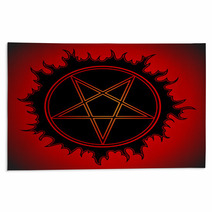 Black Pentagram Icon Rugs 133879477