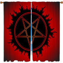 Black Pentagram Icon Window Curtains 133879477