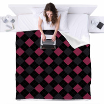 Black Pink And Gray Argyle Pattern Repeat Background Blankets 65308961