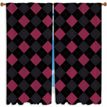 Black Pink And Gray Argyle Pattern Repeat Background Window Curtains 65308961