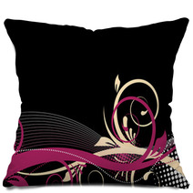 Black/pink Floral Background Pillows 14037388