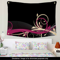 Black/pink Floral Background Wall Art 14037388