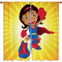 Black Super Hero Girl. Window Curtains 23657985