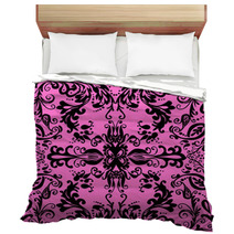 Black Symmetrical Square Pattern With Curls Bedding 65271614