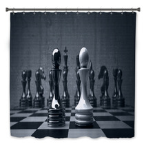 Black Vs Wihte Chess Pawn Background. High Resolution Bath Decor 40307189