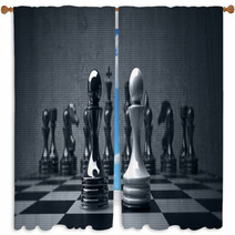 Black Vs Wihte Chess Pawn Background. High Resolution Window Curtains 40307189