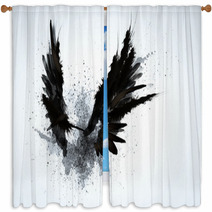 Black Wings Window Curtains 52963986