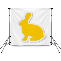 Blank Yellow Flat Rabbit Sticker Icon Isolated On White Background Vector Illustration Eps10 Backdrops 143916008