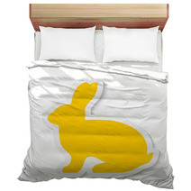 Blank Yellow Flat Rabbit Sticker Icon Isolated On White Background Vector Illustration Eps10 Bedding 143916008