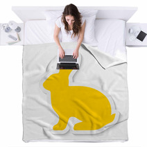 Blank Yellow Flat Rabbit Sticker Icon Isolated On White Background Vector Illustration Eps10 Blankets 143916008