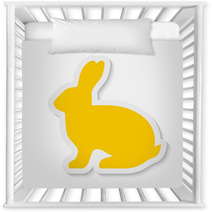 Blank Yellow Flat Rabbit Sticker Icon Isolated On White Background Vector Illustration Eps10 Nursery Decor 143916008
